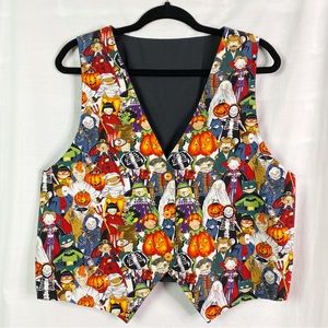 Vintage Handmade Halloween Graphic Print Vest Med